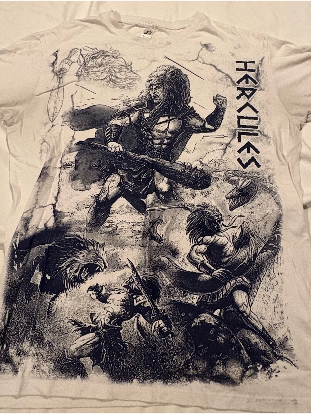 Rare “Hercules” Mythology Men’s White T-Shirt Size: Large